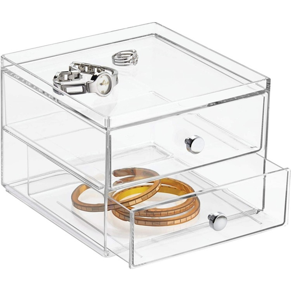 Two drawer box storage, ID CLARITY VANITY DRAWER, 16,5 x 16,5 x H 12,7 cm, Clear in the group Storage / Bathroom storage / Makeup storage at SmartaSaker.se (41895)