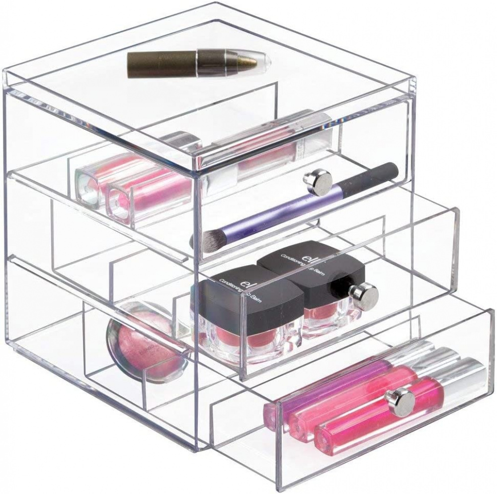 Three drawer box storage, ID CLARITY EYEGLASS ORGANISER, 16,5 x 16,5 x H 18 cm, Clear in the group Storage / Hallway storage at SmartaSaker.se (41897)