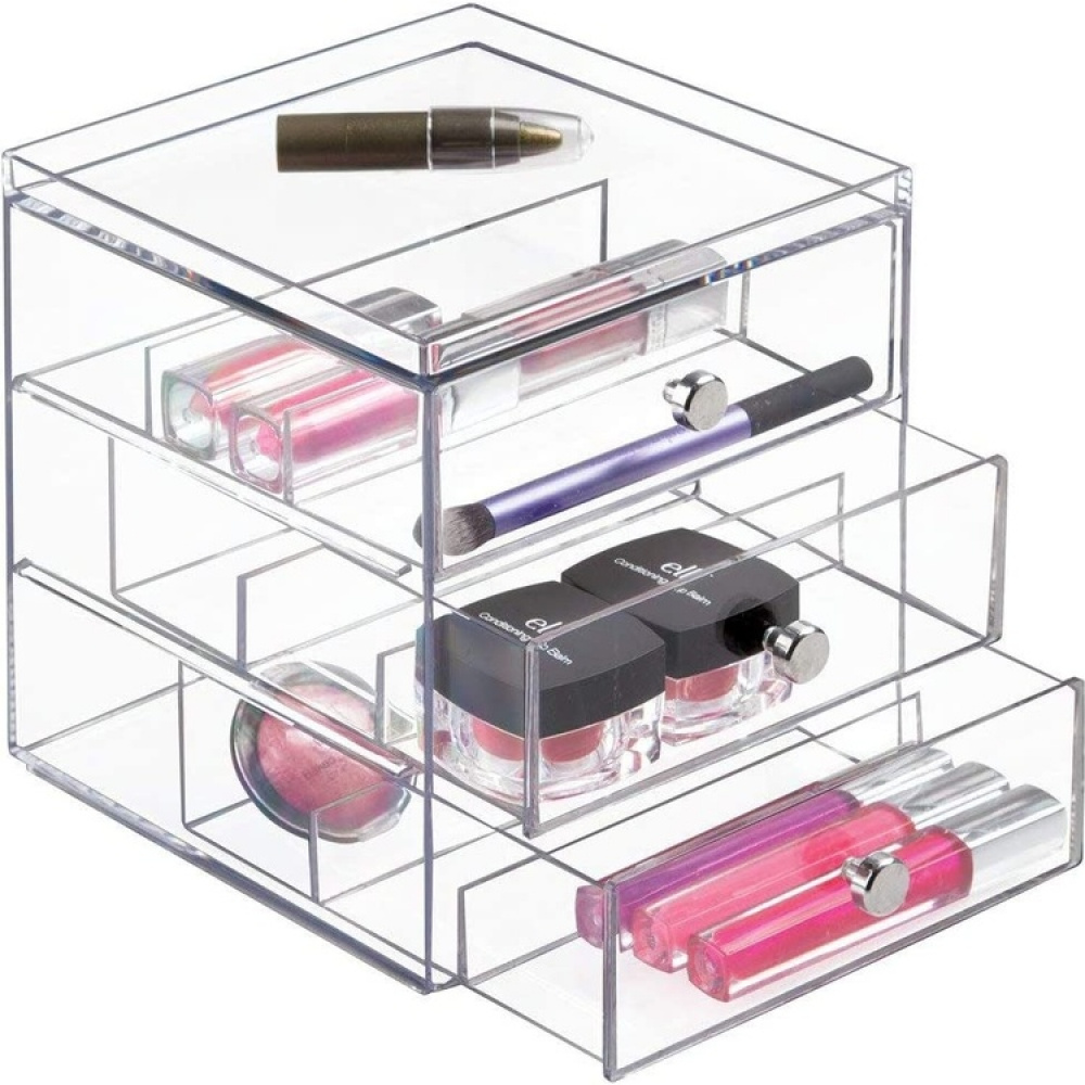Three drawer box storage, ID CLARITY EYEGLASS ORGANISER, 16,5 x 16,5 x H 18 cm, Clear in the group Storage / Hallway storage at SmartaSaker.se (41897)
