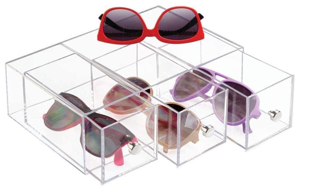 Three drawer box storage, ID CLARITY FLIP TOWER DRAWER, 8,5 x 16,5 x H 25 cm, Clear in the group Storage / Bathroom storage / Makeup storage at SmartaSaker.se (41898)