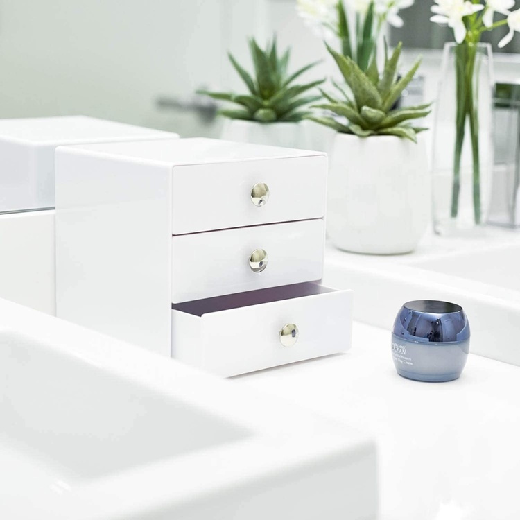 Three drawer box storage, ID VANITY DRAWER, 16,5 x 16,5 x H 16,5 cm, White in the group Storage / Bathroom storage / Makeup storage at SmartaSaker.se (41901)