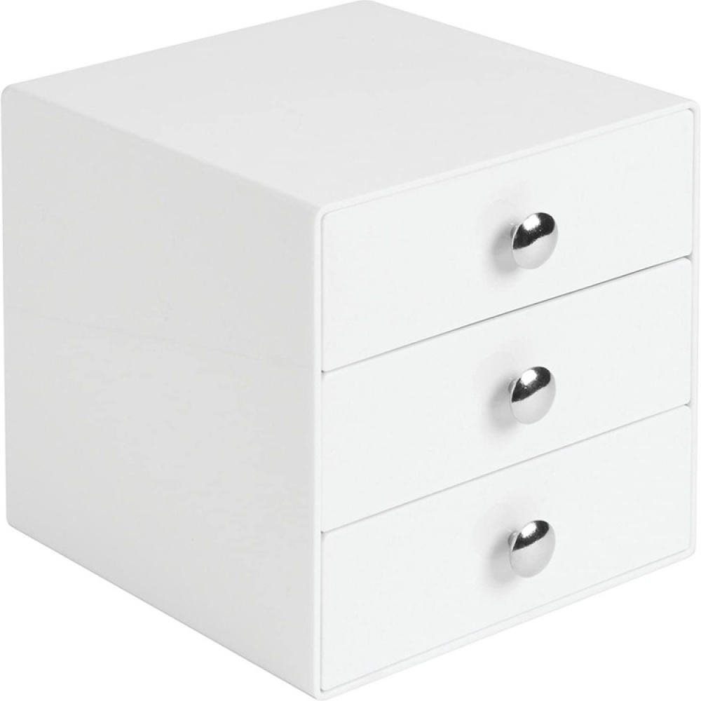 Three drawer box storage, ID VANITY DRAWER, 16,5 x 16,5 x H 16,5 cm, White in the group Storage / Bathroom storage / Makeup storage at SmartaSaker.se (41901)