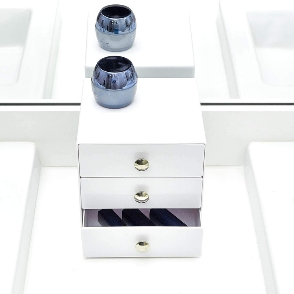Three drawer box storage, ID VANITY DRAWER, 16,5 x 16,5 x H 16,5 cm, White in the group Storage / Bathroom storage / Makeup storage at SmartaSaker.se (41901)