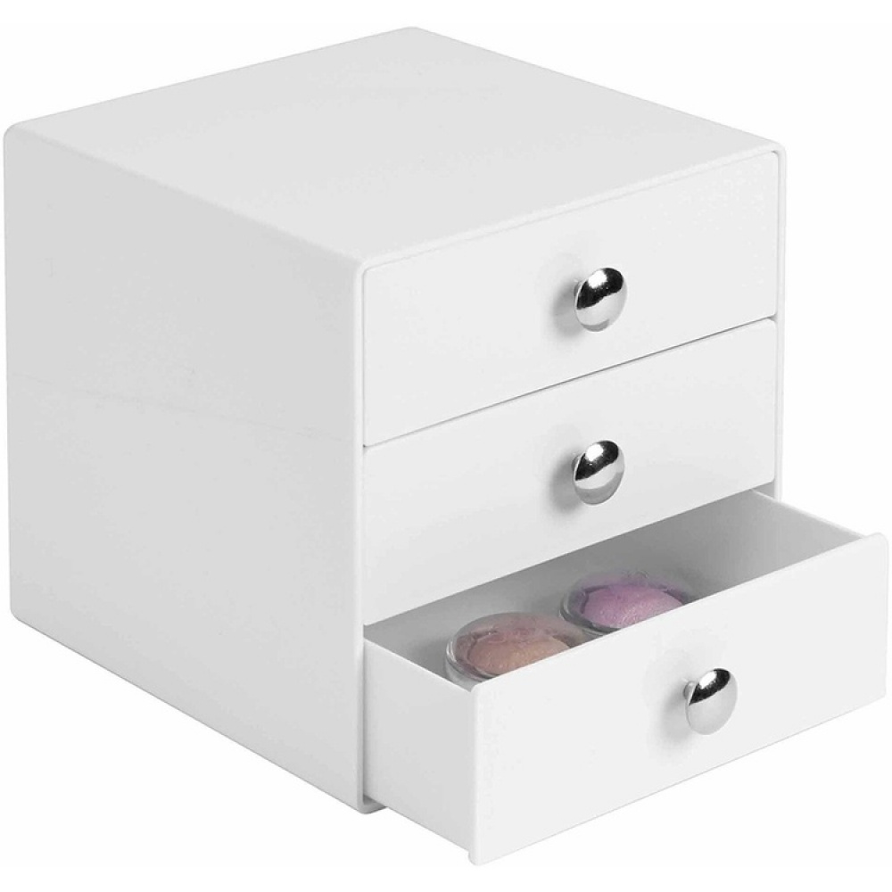 Three drawer box storage, ID VANITY DRAWER, 16,5 x 16,5 x H 16,5 cm, White in the group Storage / Bathroom storage / Makeup storage at SmartaSaker.se (41901)