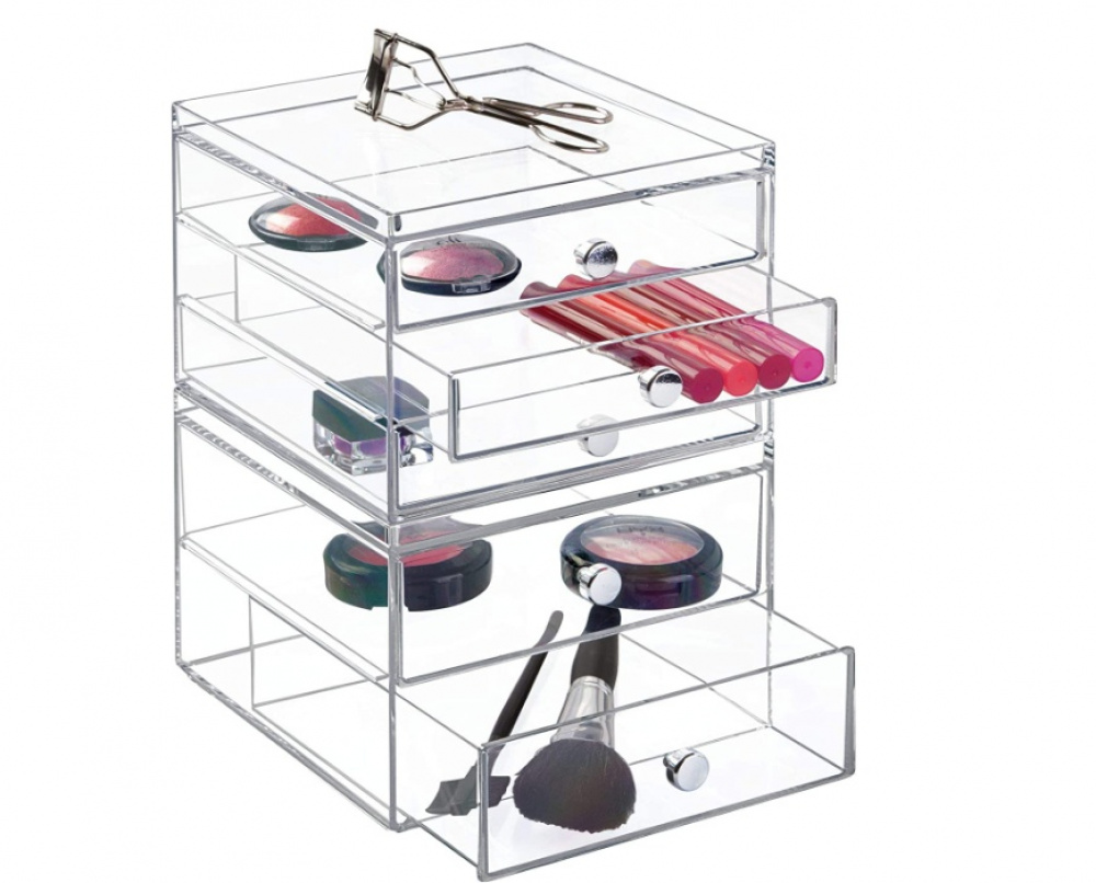 Three drawer box storage, ID CLARITY SLIM VANITY DRAWER, 16,5 x 16,5 x H 12,5 cm, Clear in the group Storage / Bathroom storage / Makeup storage at SmartaSaker.se (41902)