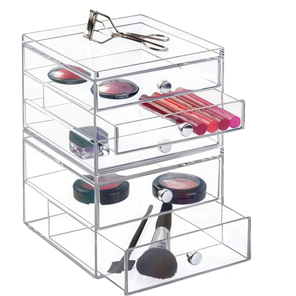 Three drawer box storage, ID CLARITY SLIM VANITY DRAWER, 16,5 x 16,5 x H 12,5 cm, Clear in the group Storage / Bathroom storage / Makeup storage at SmartaSaker.se (41902)