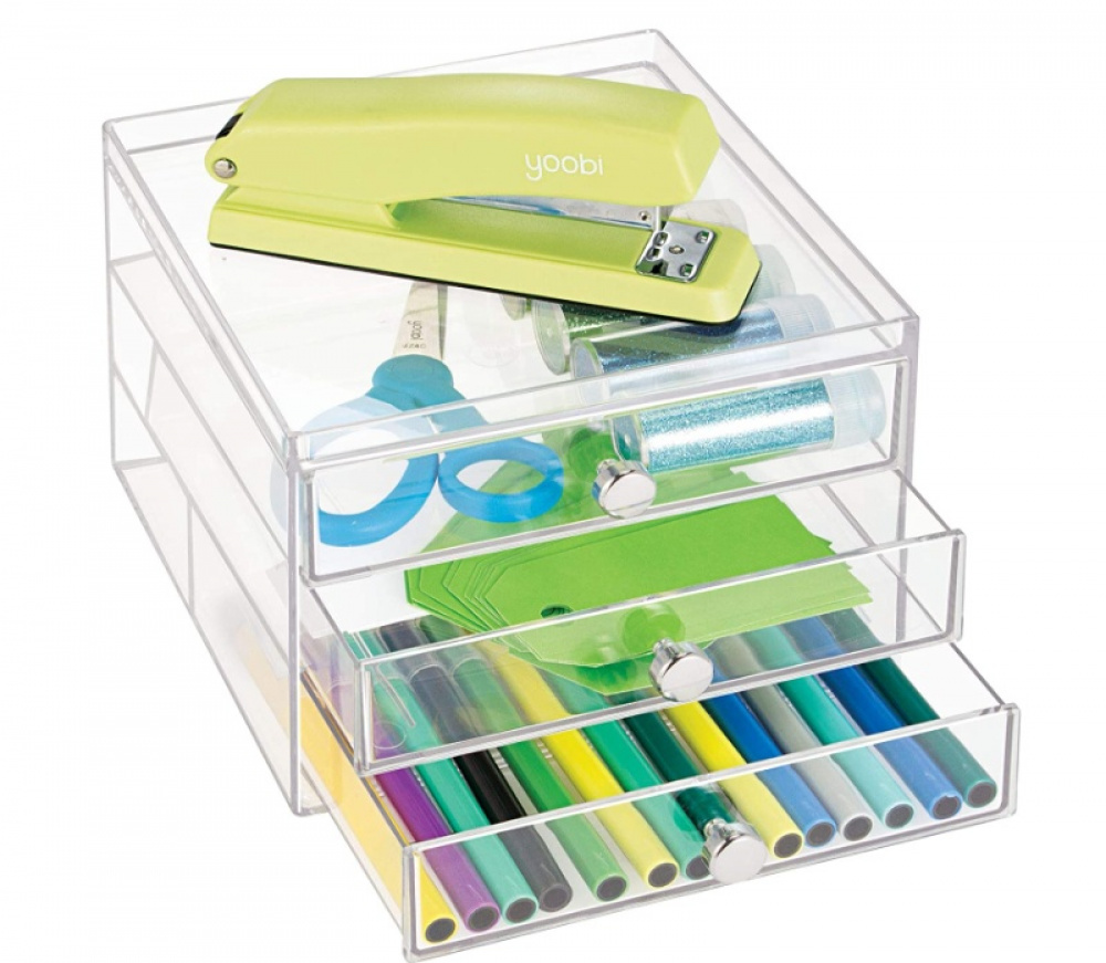 Three drawer box storage, ID CLARITY SLIM VANITY DRAWER, 16,5 x 16,5 x H 12,5 cm, Clear in the group Storage / Bathroom storage / Makeup storage at SmartaSaker.se (41902)