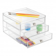 Three drawer box storage, ID CLARITY SLIM VANITY DRAWER, 16,5 x 16,5 x H 12,5 cm, Clear Three drawer box storage, ID CLARITY SLIM VANITY DRAWER, 16,5 x 16,5 x H 12,5 cm, Clear