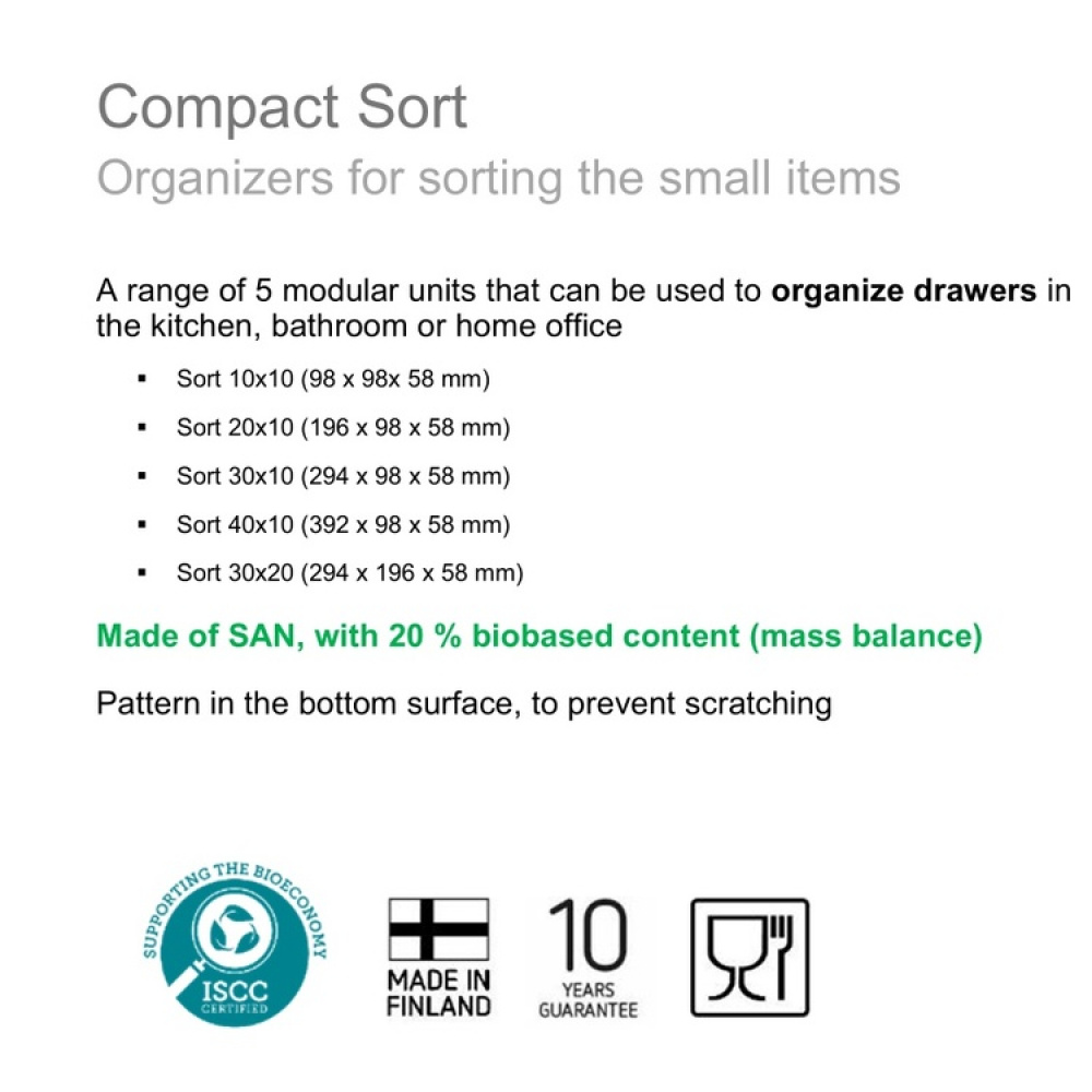 Drawer Organiser, COMPACT SORT, 30 x 20 x H 6 cm in the group Storage / Storage boxes / Mini organizers at SmartaSaker.se (41914)