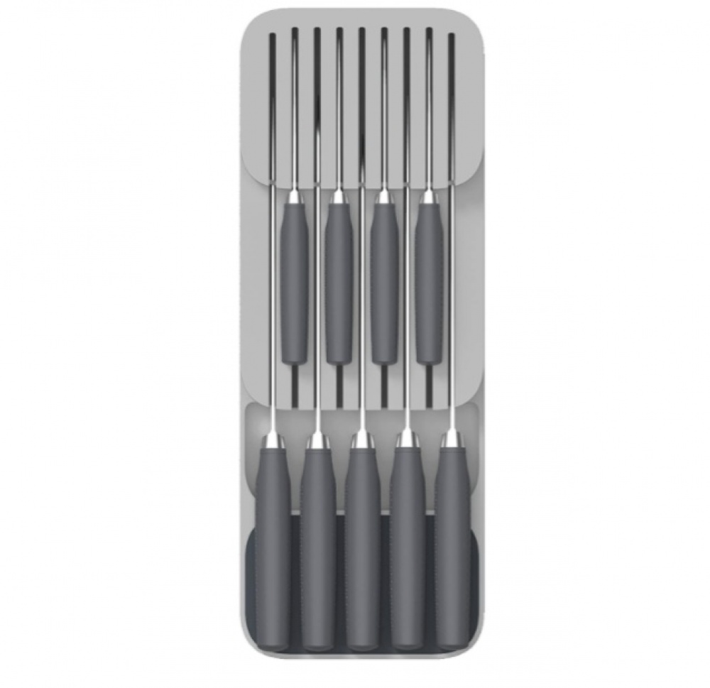 Knife organiser for 9 kives, 2-tier, DRAWERSTORE, Joseph Joseph, 39,8 x 14,3 x H7,5 cm, Grey in the group Storage / Kitchen storage / Kitchen cabinet organizers / Cutlery drawers at SmartaSaker.se (41919)