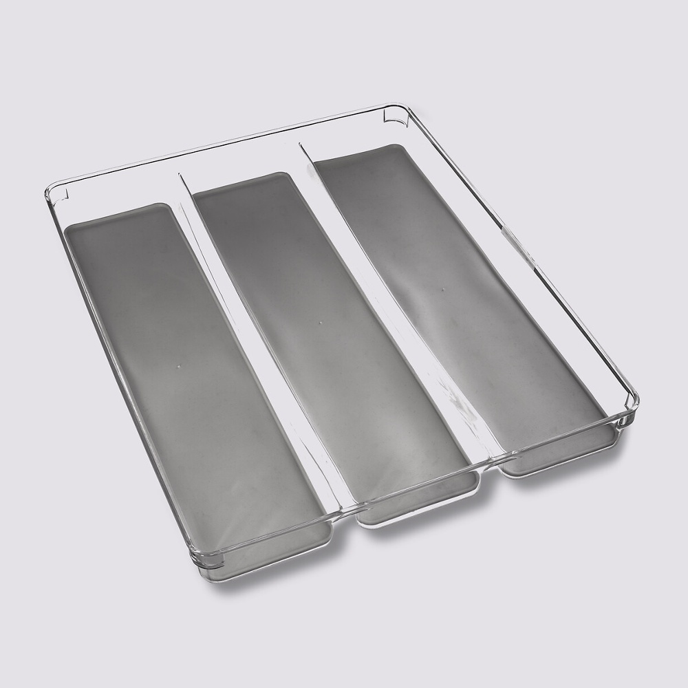Storage Tray for utensils, 3 compartments, TIDY SMART ORGANIZER, 40 x 32 x H 4,5 cm, Clear / Dark Grey in the group Storage / Kitchen storage / Kitchen cabinet organizers / Cutlery drawers at SmartaSaker.se (41921)