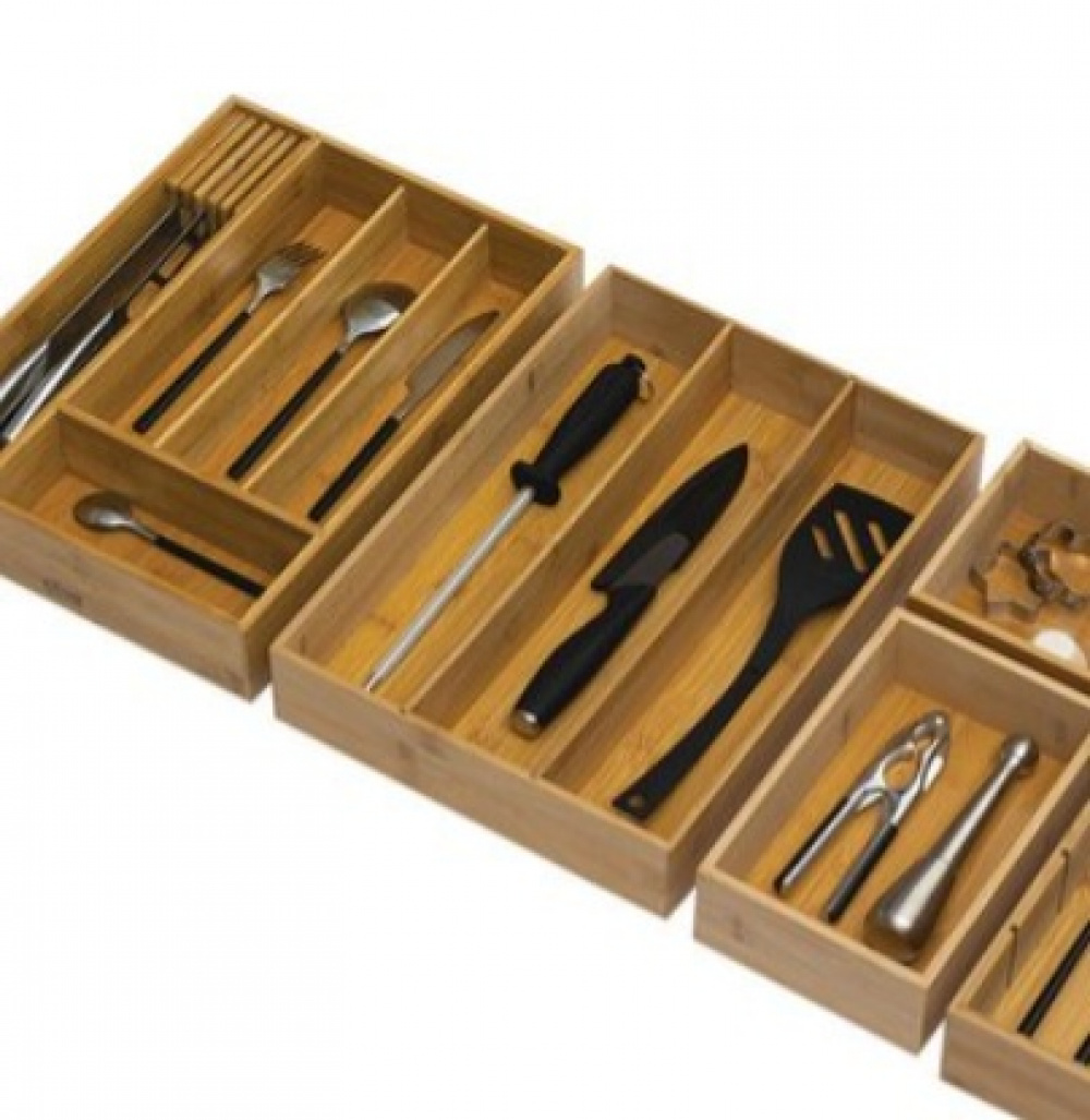 Storage Tray for utensils, Bamboo, TIDY SMART, 38 x 28 x H 7 cm, Nature in the group Storage / Kitchen storage / Kitchen cabinet organizers / Cutlery drawers at SmartaSaker.se (41923)