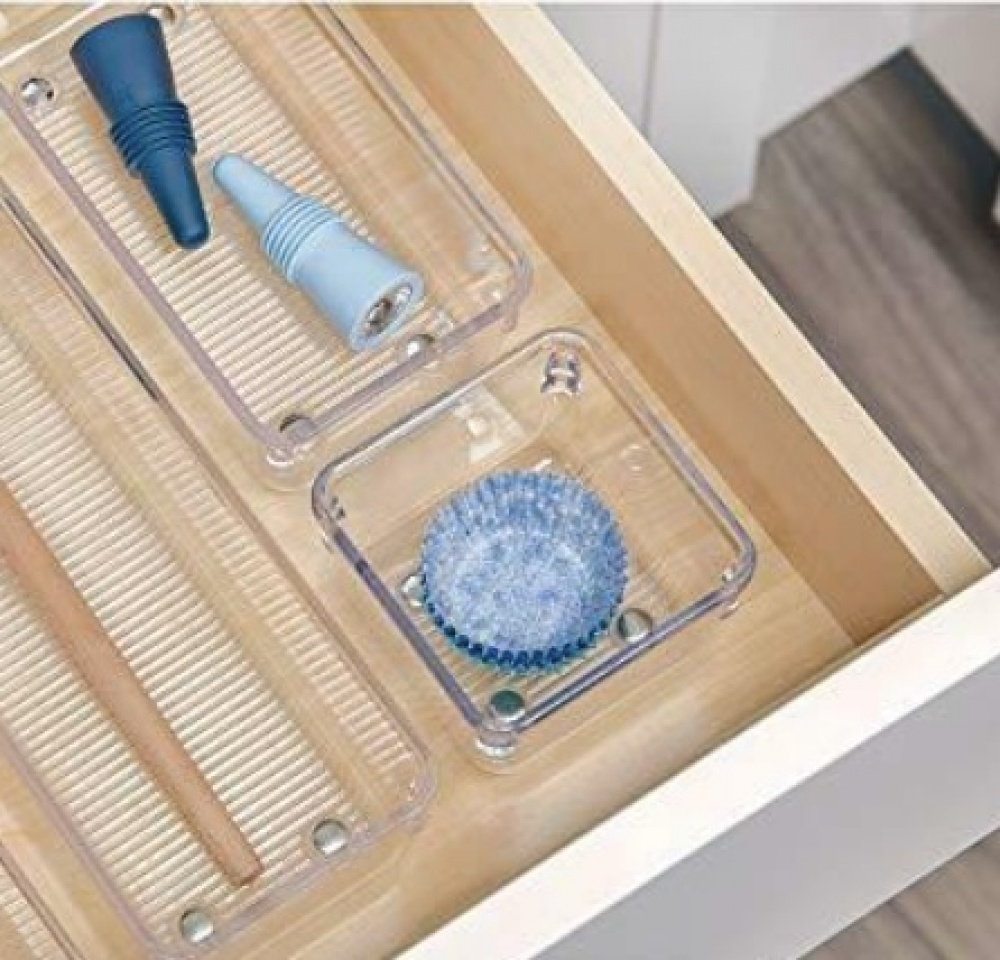 Drawer Organiser, Square, LINUS SHALLOW SMALL, 8,1 x 8,1 x H 5,1 cm, Transparent in the group Storage / Kitchen storage / Kitchen cabinet organizers / Cutlery drawers at SmartaSaker.se (41927)