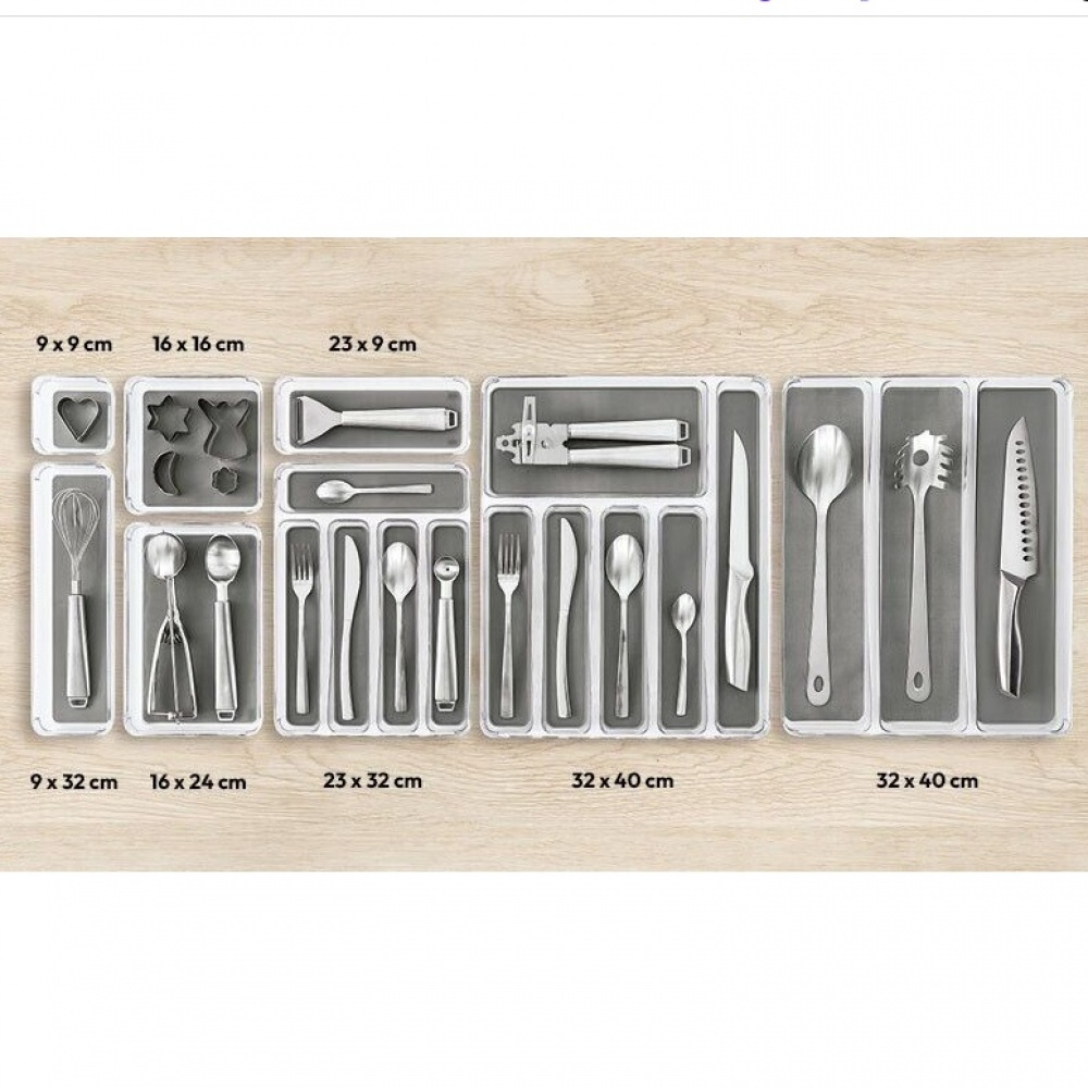 Storage tray, Small Square, TIDY SMART ORGANIZER, 9 x 9 x H 4,5 cm, Clear / Dark Grey in the group Storage / Kitchen storage / Kitchen cabinet organizers / Cutlery drawers at SmartaSaker.se (41929)