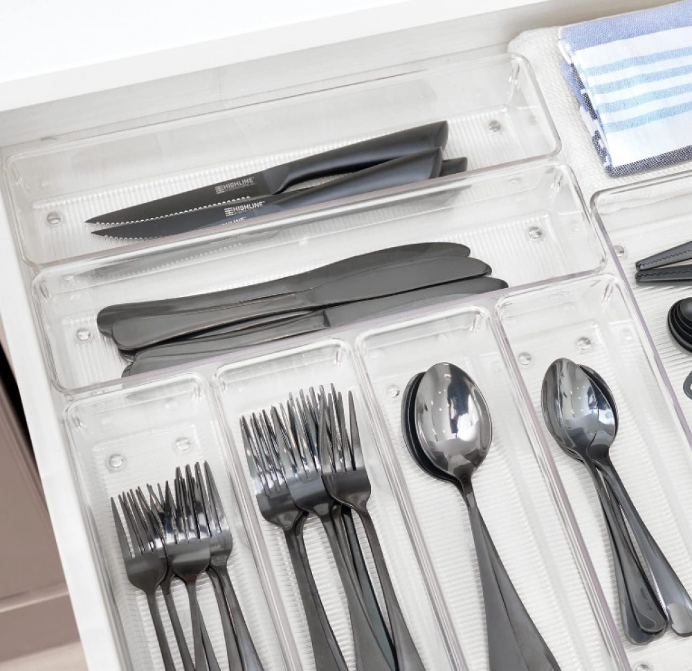 Drawer Organisers, LINUS SHALLOW LARGE, 32,5 x 8,1 x H 5,1 cm, Transparent in the group Storage / Kitchen storage / Kitchen cabinet organizers / Cutlery drawers at SmartaSaker.se (41930)