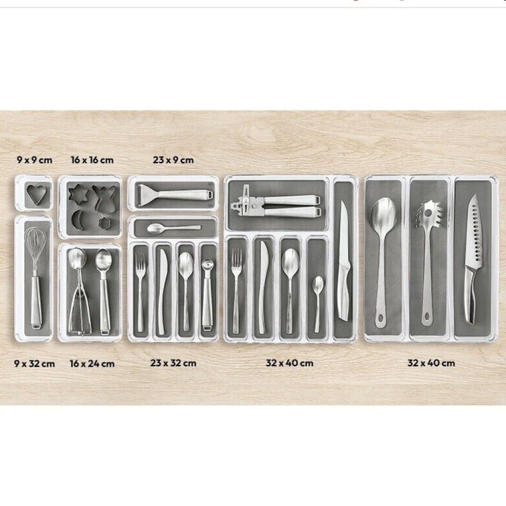 Storage tray, Slim, TIDY SMART ORGANIZER, 23 x 9 x H 4,5 cm, Clear / Dark Grey in the group Storage / Kitchen storage / Kitchen cabinet organizers / Cutlery drawers at SmartaSaker.se (41935)