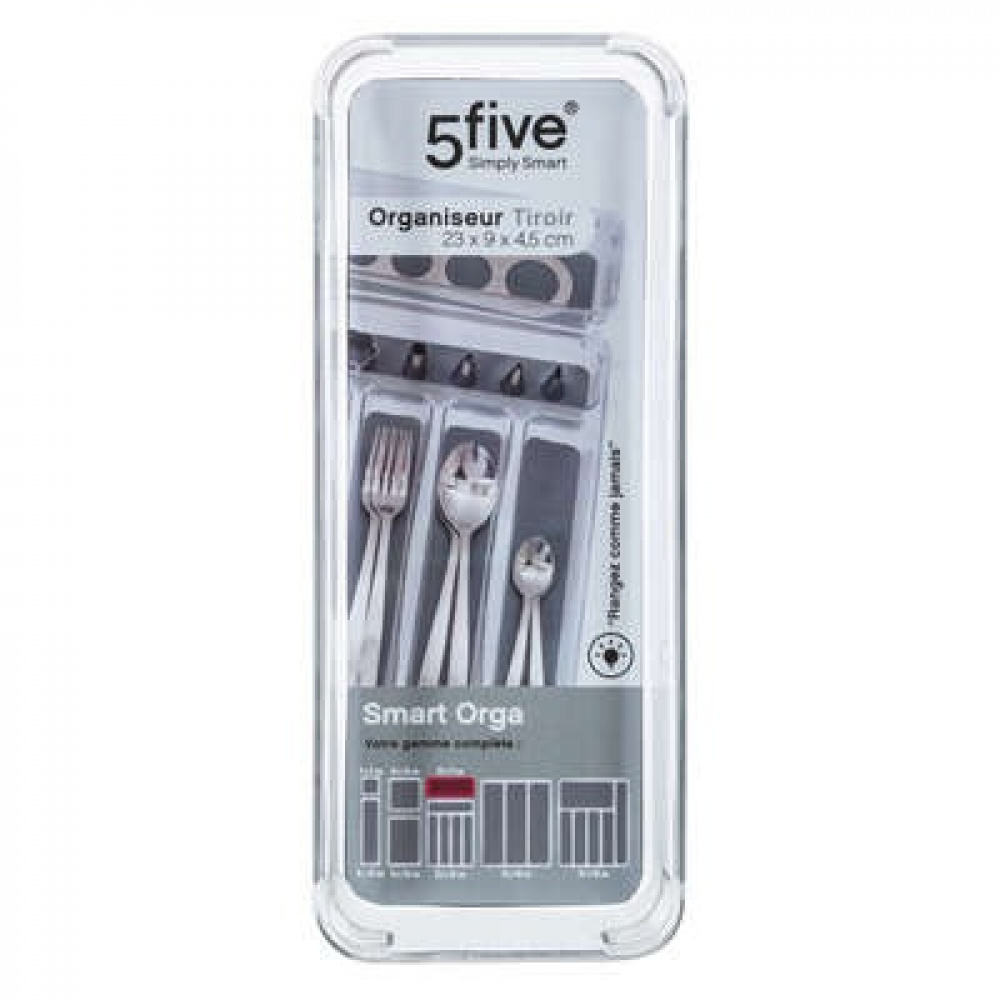 Storage tray, Slim, TIDY SMART ORGANIZER, 23 x 9 x H 4,5 cm, Clear / Dark Grey in the group Storage / Kitchen storage / Kitchen cabinet organizers / Cutlery drawers at SmartaSaker.se (41935)