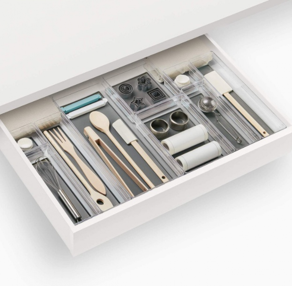 Oblong Storage trays, Set of 3, BANDEJAS, Clear / Grey in the group Storage / Kitchen storage / Kitchen cabinet organizers / Cutlery drawers at SmartaSaker.se (41937)