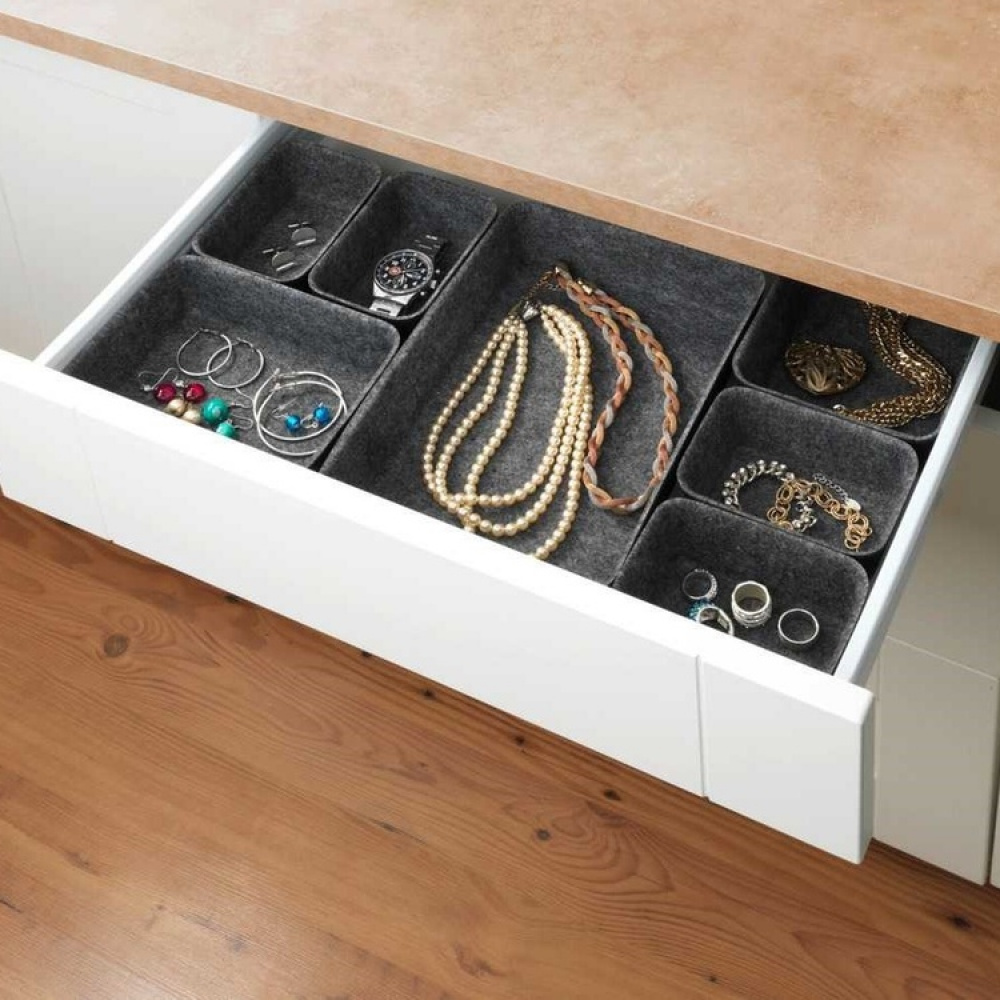 Drawer Organisers in recycled polyester, Set of 7, FELT MODULAR TRAYS, Grey in the group Storage / Kitchen storage / Kitchen cabinet organizers / Cutlery drawers at SmartaSaker.se (41938)