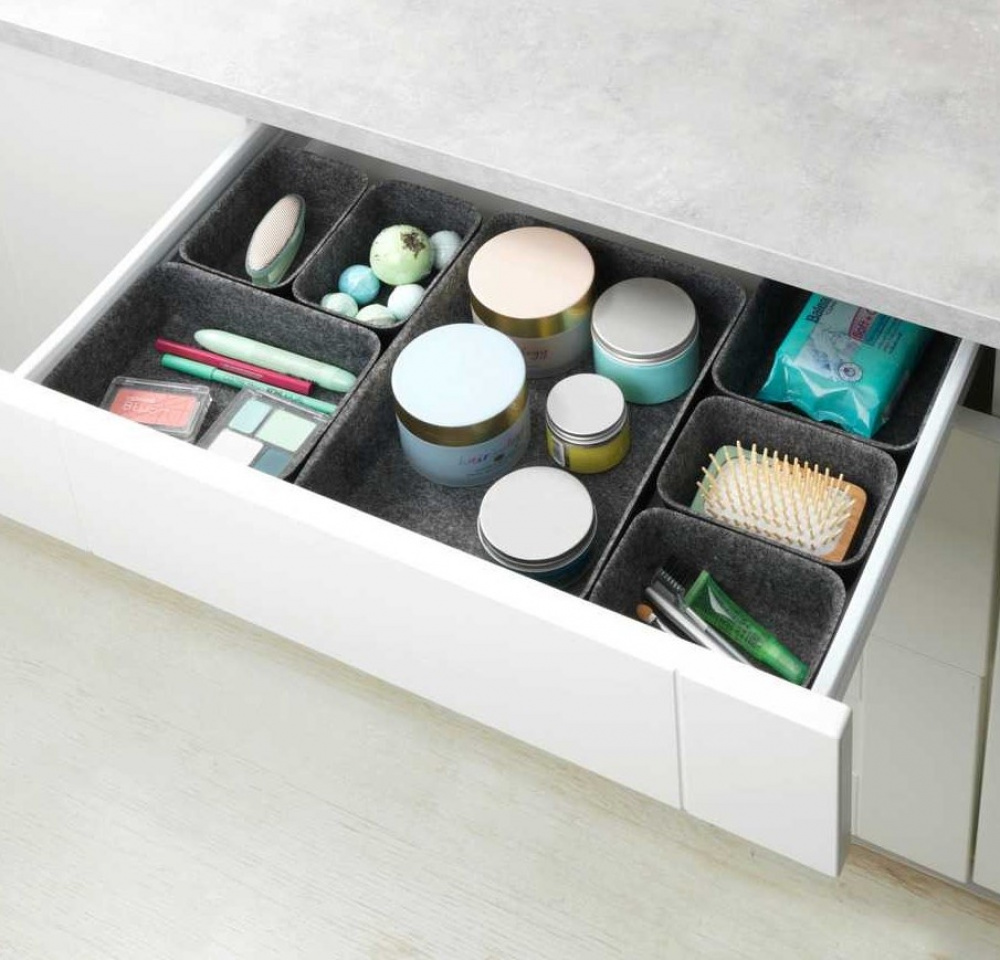 Drawer Organisers in recycled polyester, Set of 7, FELT MODULAR TRAYS, Grey in the group Storage / Kitchen storage / Kitchen cabinet organizers / Cutlery drawers at SmartaSaker.se (41938)