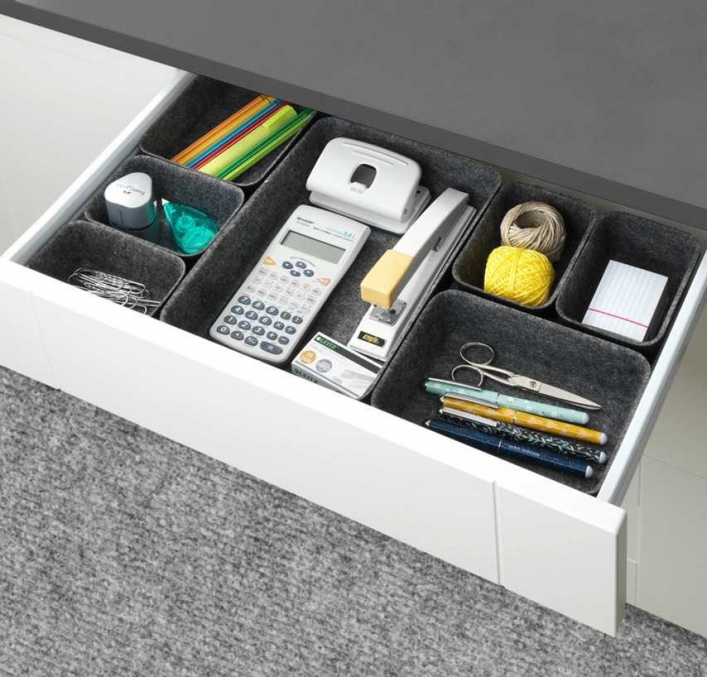 Drawer Organisers in recycled polyester, Set of 7, FELT MODULAR TRAYS, Grey in the group Storage / Kitchen storage / Kitchen cabinet organizers / Cutlery drawers at SmartaSaker.se (41938)