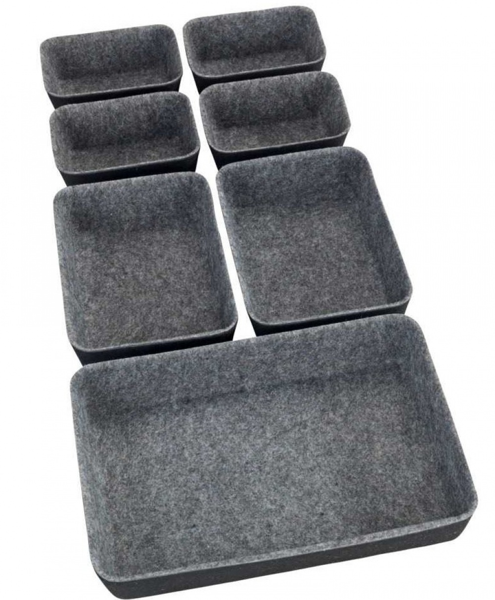 Drawer Organisers in recycled polyester, Set of 7, FELT MODULAR TRAYS, Grey in the group Storage / Kitchen storage / Kitchen cabinet organizers / Cutlery drawers at SmartaSaker.se (41938)