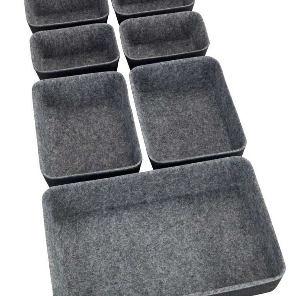 Drawer Organisers in recycled polyester, Set of 7, FELT MODULAR TRAYS, Grey in the group Storage / Kitchen storage / Kitchen cabinet organizers / Cutlery drawers at SmartaSaker.se (41938)