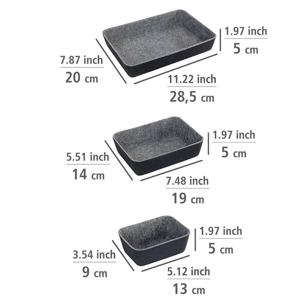 Drawer Organisers in recycled polyester, Set of 7, FELT MODULAR TRAYS, Grey in the group Storage / Kitchen storage / Kitchen cabinet organizers / Cutlery drawers at SmartaSaker.se (41938)