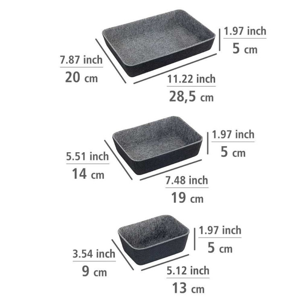 Drawer Organisers in recycled polyester, Set of 7, FELT MODULAR TRAYS, Grey in the group Storage / Kitchen storage / Kitchen cabinet organizers / Cutlery drawers at SmartaSaker.se (41938)