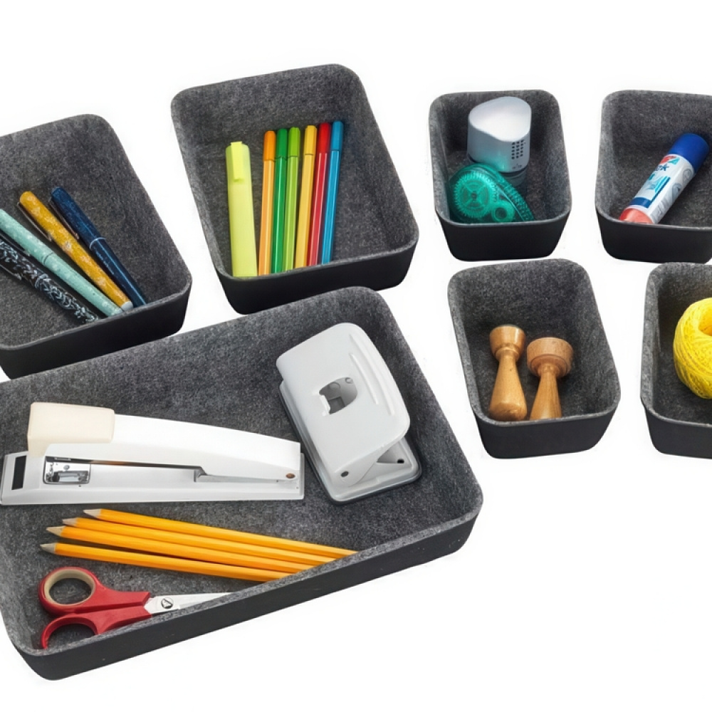 Drawer Organisers in recycled polyester, Set of 7, FELT MODULAR TRAYS, Grey in the group Storage / Kitchen storage / Kitchen cabinet organizers / Cutlery drawers at SmartaSaker.se (41938)