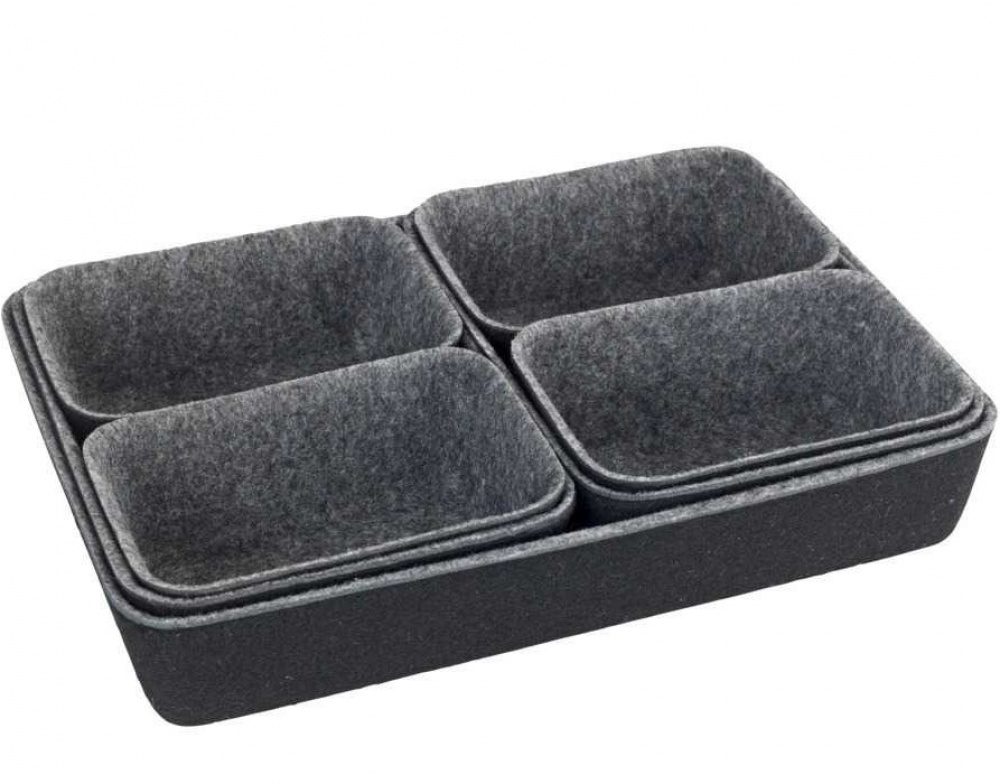 Drawer Organisers in recycled polyester, Set of 7, FELT MODULAR TRAYS, Grey in the group Storage / Kitchen storage / Kitchen cabinet organizers / Cutlery drawers at SmartaSaker.se (41938)