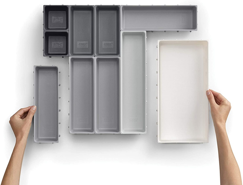 Storage trays, Set of 10, BLOX LARGE DRAWER ORGANISER, Joseph Joseph, Grey / White in the group Storage / Kitchen storage / Kitchen cabinet organizers / Cutlery drawers at SmartaSaker.se (41939)