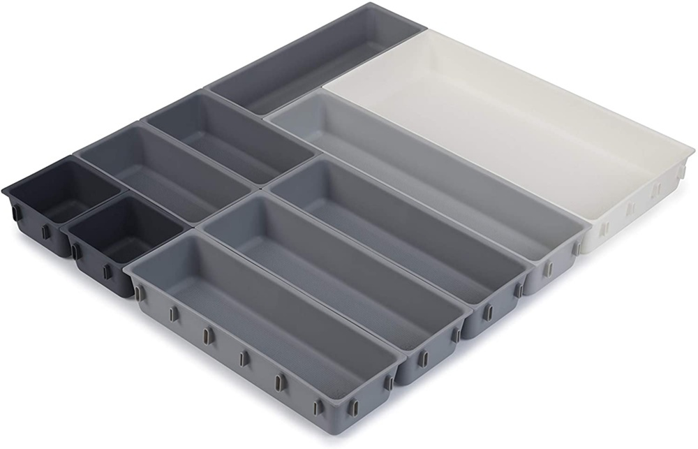 Storage trays, Set of 10, BLOX LARGE DRAWER ORGANISER, Joseph Joseph, Grey / White in the group Storage / Kitchen storage / Kitchen cabinet organizers / Cutlery drawers at SmartaSaker.se (41939)