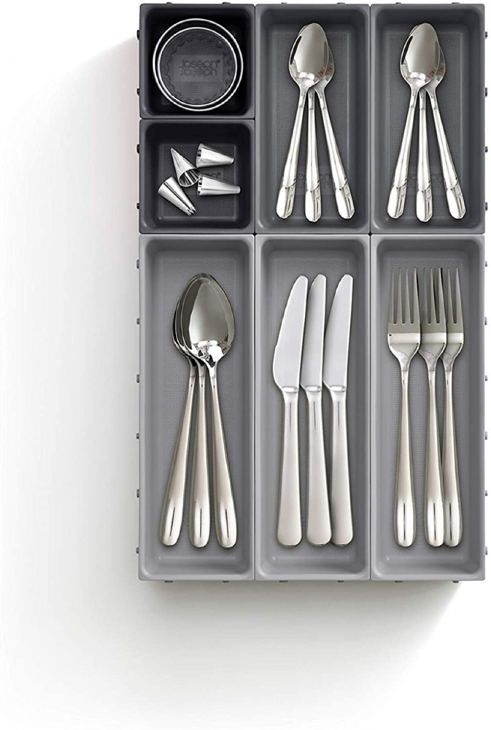 Storage trays, Set of 7, BLOX SMALL DRAWER ORGANISER, Joseph Joseph, Grey in the group Storage / Kitchen storage / Kitchen cabinet organizers / Cutlery drawers at SmartaSaker.se (41942)