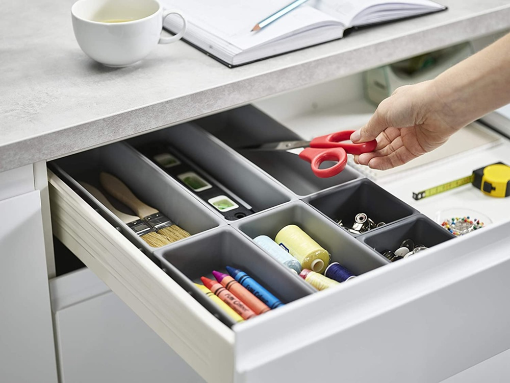 Storage trays, Set of 7, BLOX SMALL DRAWER ORGANISER, Joseph Joseph, Grey in the group Storage / Kitchen storage / Kitchen cabinet organizers / Cutlery drawers at SmartaSaker.se (41942)