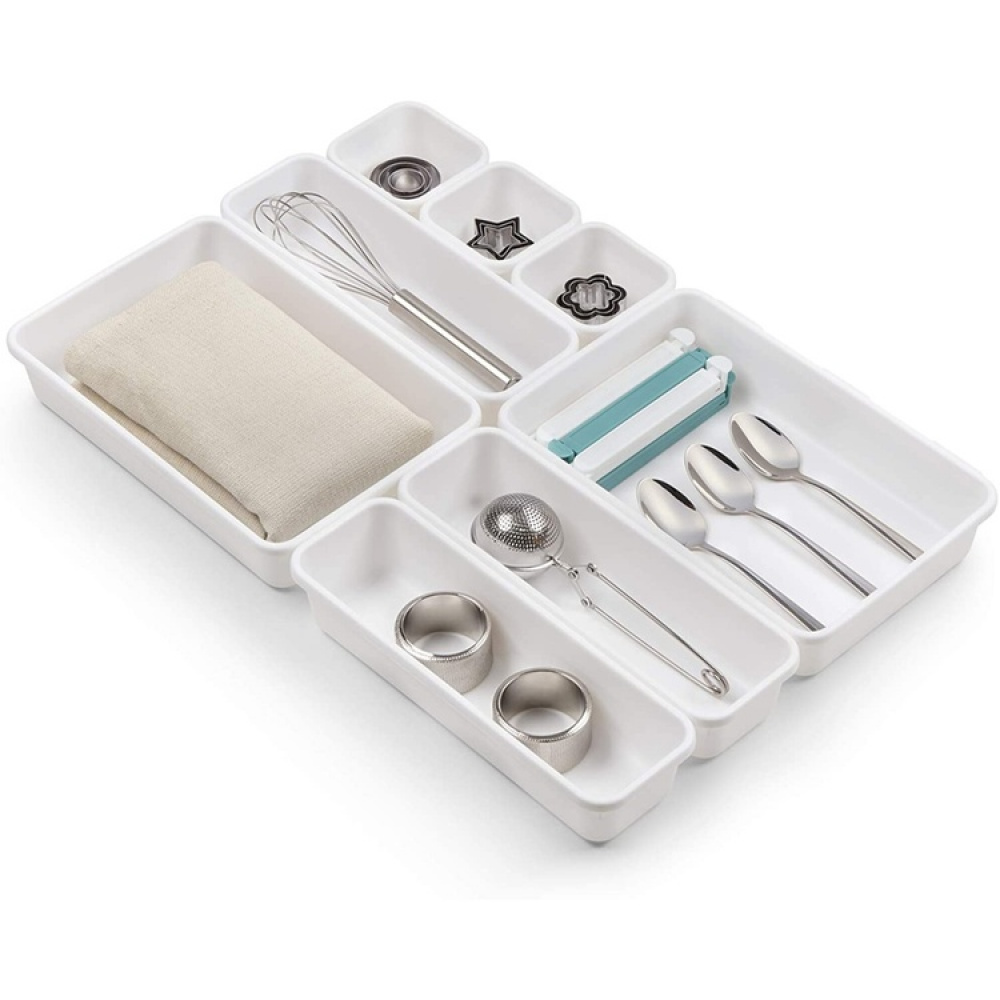 Drawer Organisers, Set of 8, MODULAR TRAYS, White in the group Storage / Kitchen storage / Kitchen cabinet organizers / Cutlery drawers at SmartaSaker.se (41943)