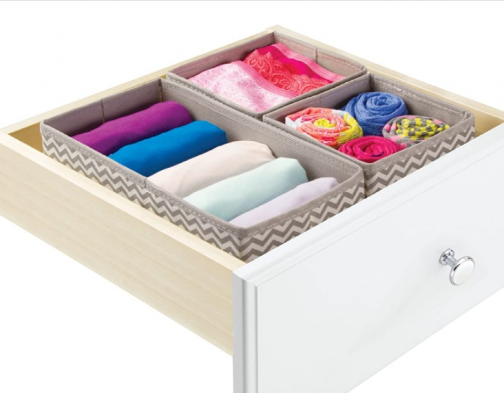 Dresser organizers,Set of 3, CHEVRON ACCESSORY ORGANISER, Grey / Beige in the group Storage / Wardrobe storage / Sorting boxes at SmartaSaker.se (41946)
