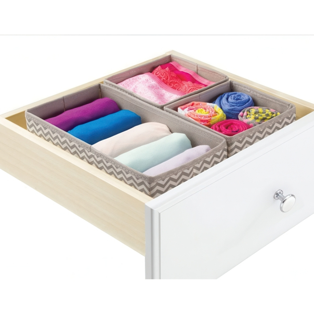 Dresser organizers,Set of 3, CHEVRON ACCESSORY ORGANISER, Grey / Beige in the group Storage / Wardrobe storage / Sorting boxes at SmartaSaker.se (41946)