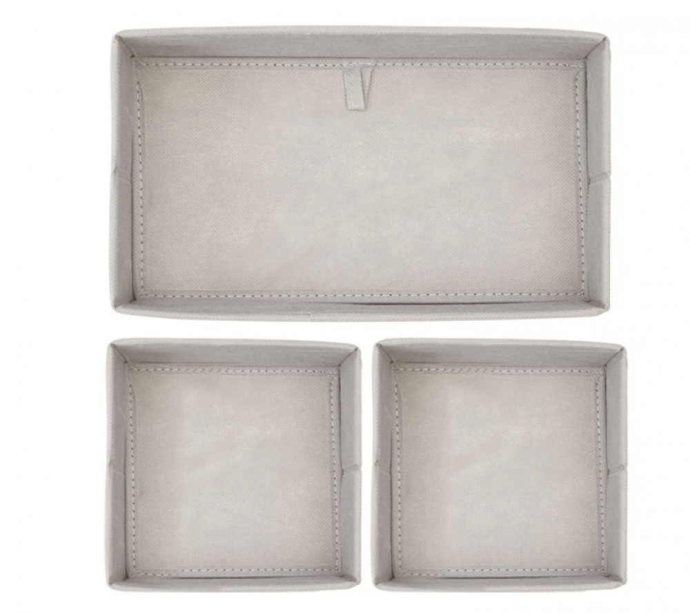 Dresser organizers,Set of 3, CHEVRON ACCESSORY ORGANISER, Grey / Beige in the group Storage / Wardrobe storage / Sorting boxes at SmartaSaker.se (41946)
