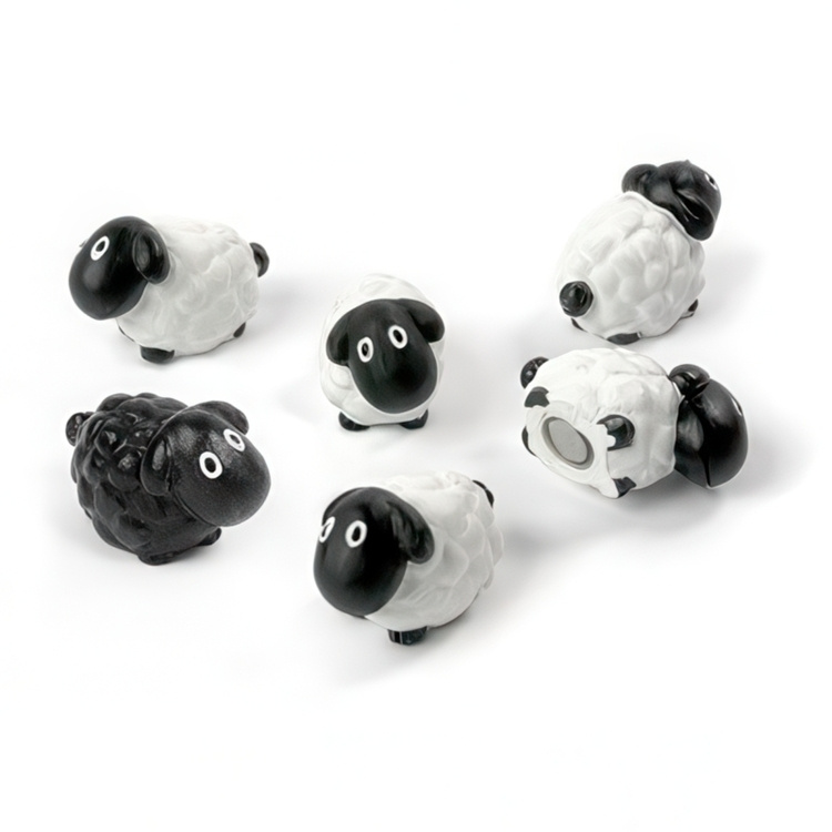 Magnets SHEEP, set of 6, white / black in the group Storage / Magnets and adhesives at SmartaSaker.se (41968)
