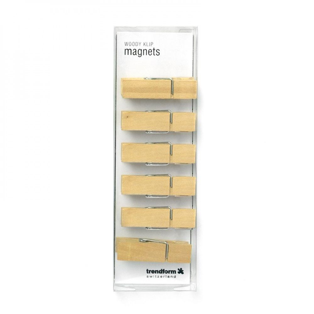 Magnet clips, Set of 6, WOODY KLIP, 1 x H 4,5cm , Nature in the group Storage / Magnets and adhesives / Magnetic storage at SmartaSaker.se (41975)