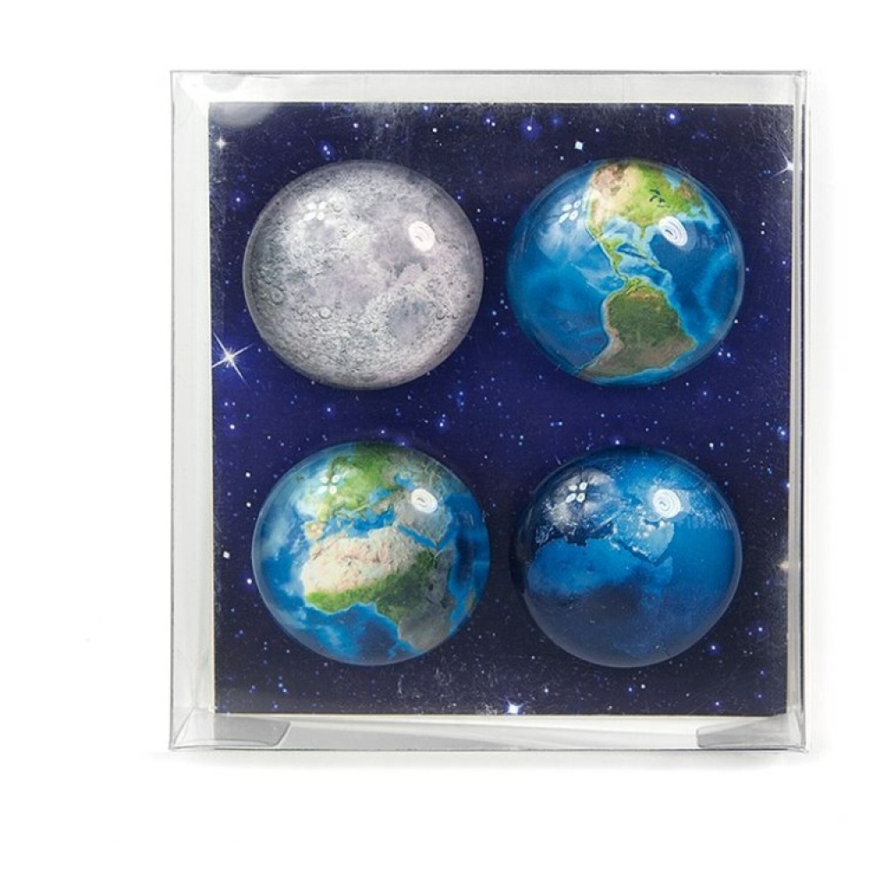 Magnets, glass, Set of 4, PLANET, Ø 3,5 cm, Blue in the group Storage / Magnets and adhesives at SmartaSaker.se (41983)
