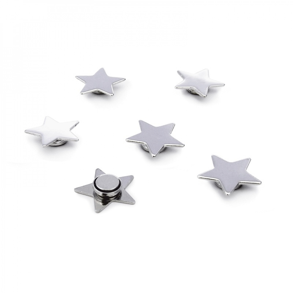Magnets, set of 6, STAR, Ø 1,5 cm, Silver in the group Storage / Magnets and adhesives at SmartaSaker.se (42001)