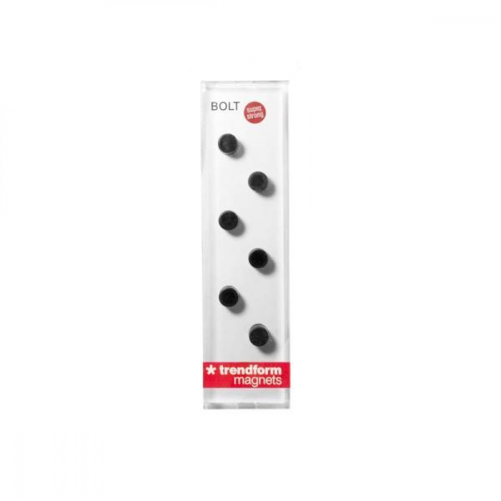 Magnets, Set of 6, BOLT, Ø 0,8 x H 9,8 cm, Black in the group Storage / Magnets and adhesives / Strong magnets at SmartaSaker.se (42002)