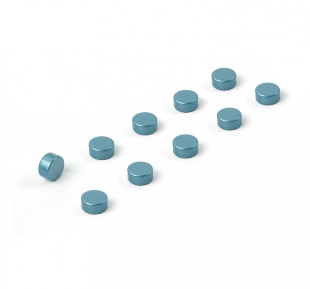 Magnets, Strong, Mini, Set of 10, STEELY, Ø 0,6 x H 0,3 cm, Silver Blue in the group Storage / Magnets and adhesives / Strong magnets at SmartaSaker.se (42025)