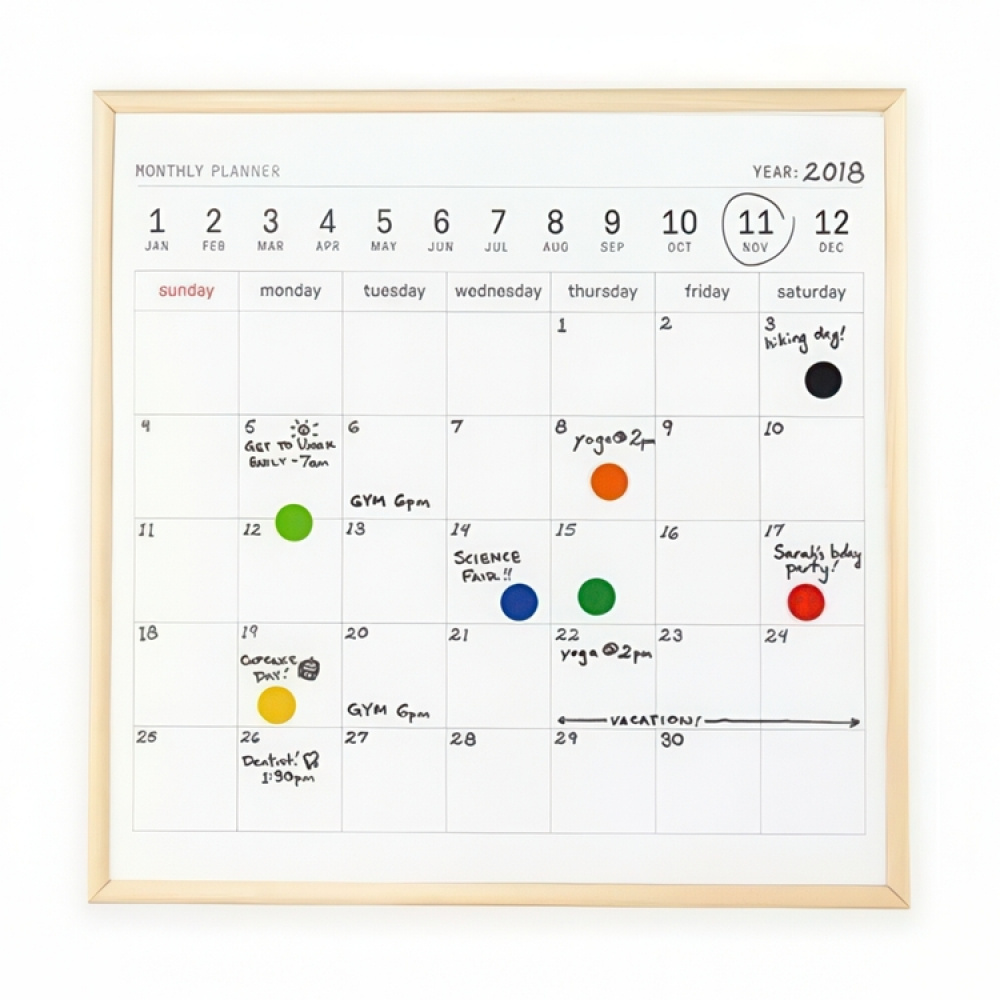 Magnetic whiteboard, MONTHLY PLANNER, 34 x H 34 cm, White in the group Storage / Office supplies at SmartaSaker.se (42067)