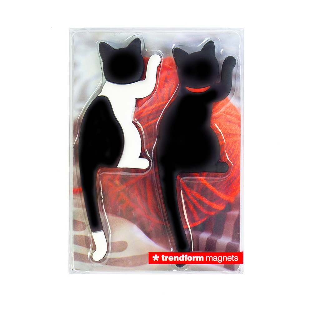 Magnetic hooks / Large magnets, Set of 2, KITTY CAT, 4,5 x H 13,5 cm, Black / White in the group Storage / Magnets and adhesives at SmartaSaker.se (42069)