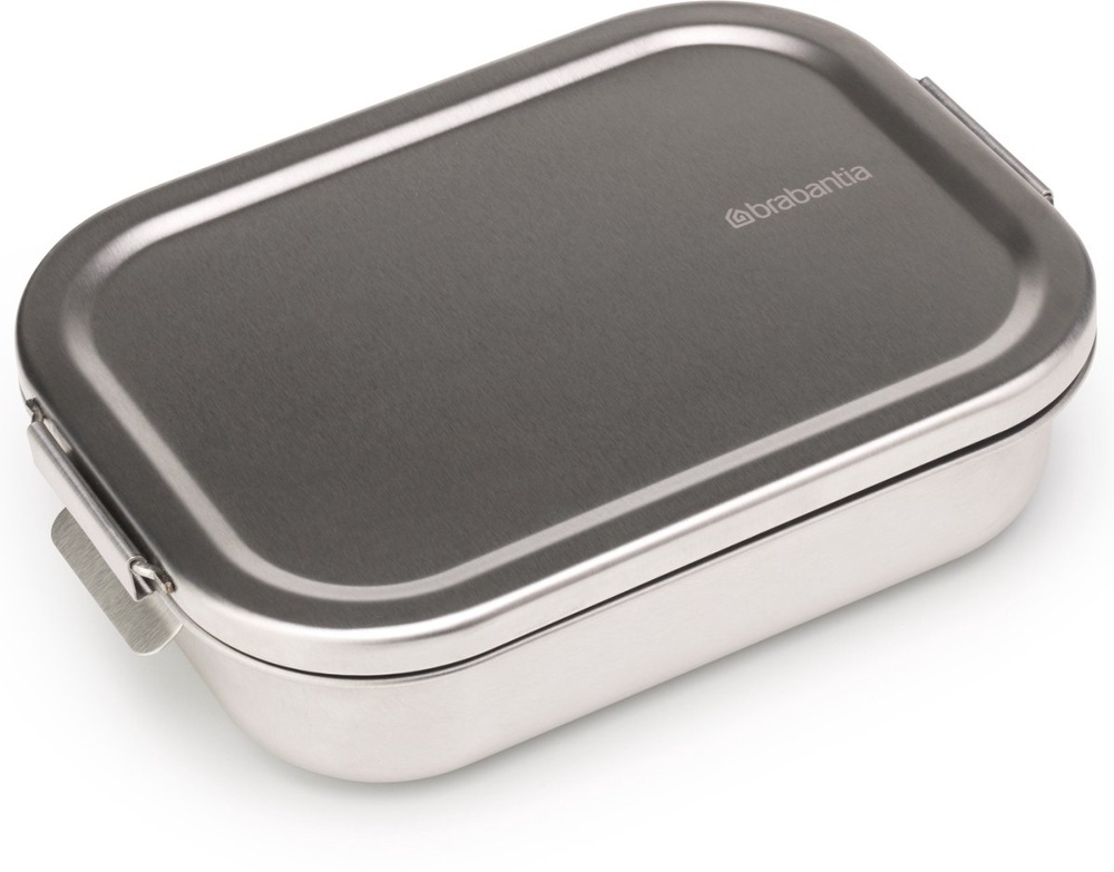 Food box in Steel, 1,1 L, BRABANTIA MAKE & TAKE MEDIUM LUNCH BOX, 14,4 x 20,6 x H 5,8 cm, Silver in the group Storage / Kitchen storage / Food containers / Metal at SmartaSaker.se (42109)
