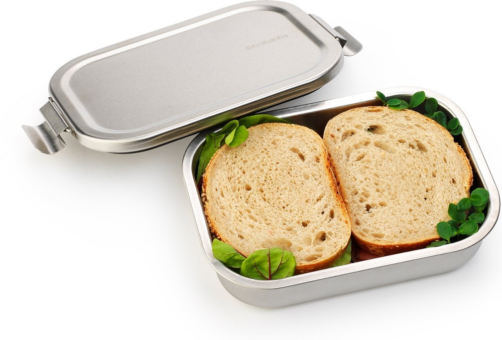 Food box in Steel, 1,1 L, BRABANTIA MAKE & TAKE MEDIUM LUNCH BOX, 14,4 x 20,6 x H 5,8 cm, Silver in the group Storage / Kitchen storage / Food containers / Metal at SmartaSaker.se (42109)