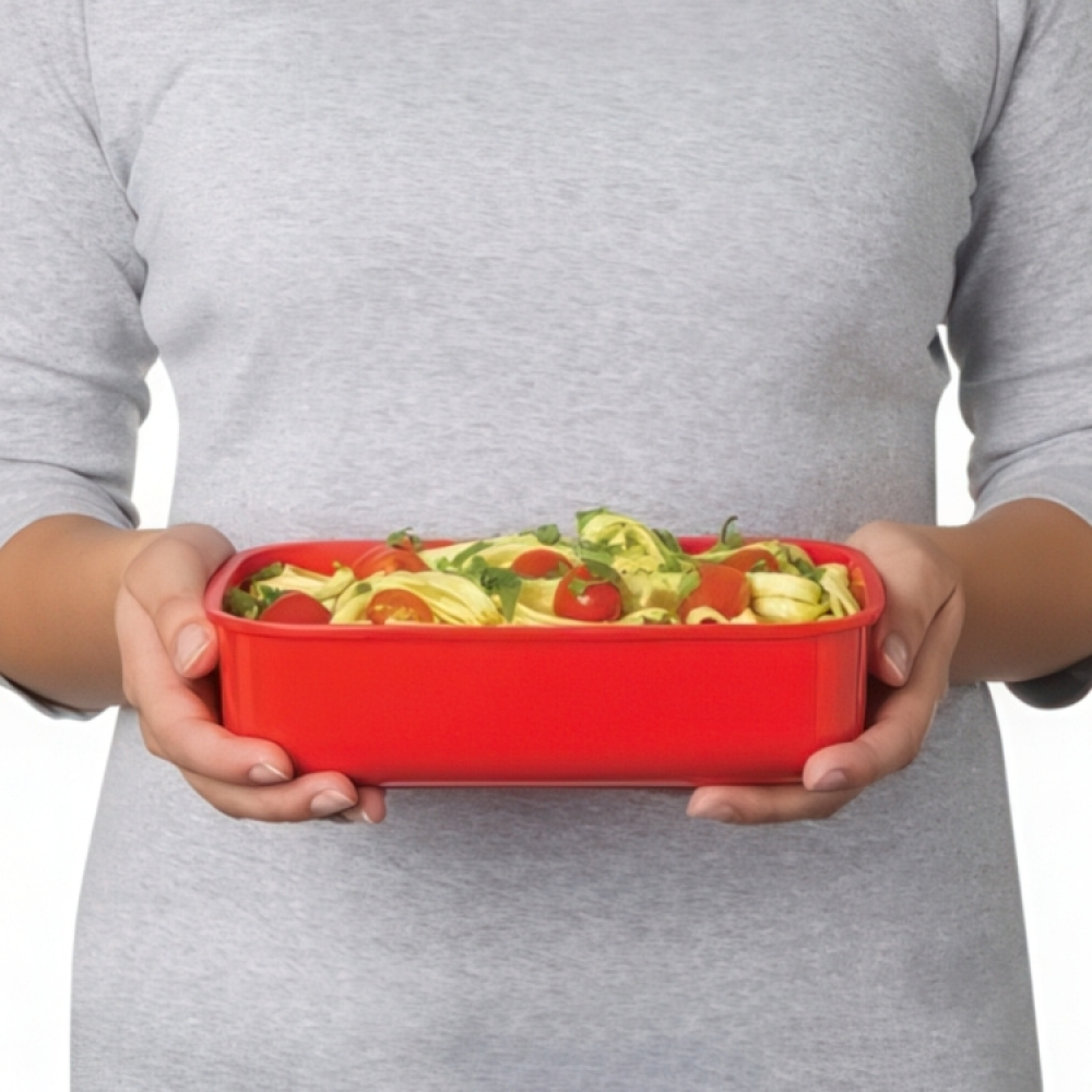 Lunch box, MICROWAVE RECTANGULAR LARGE, 23 x 15 x H 8 cm, Red in the group Storage / Kitchen storage / Food containers / Plastic lunch boxes at SmartaSaker.se (42111)